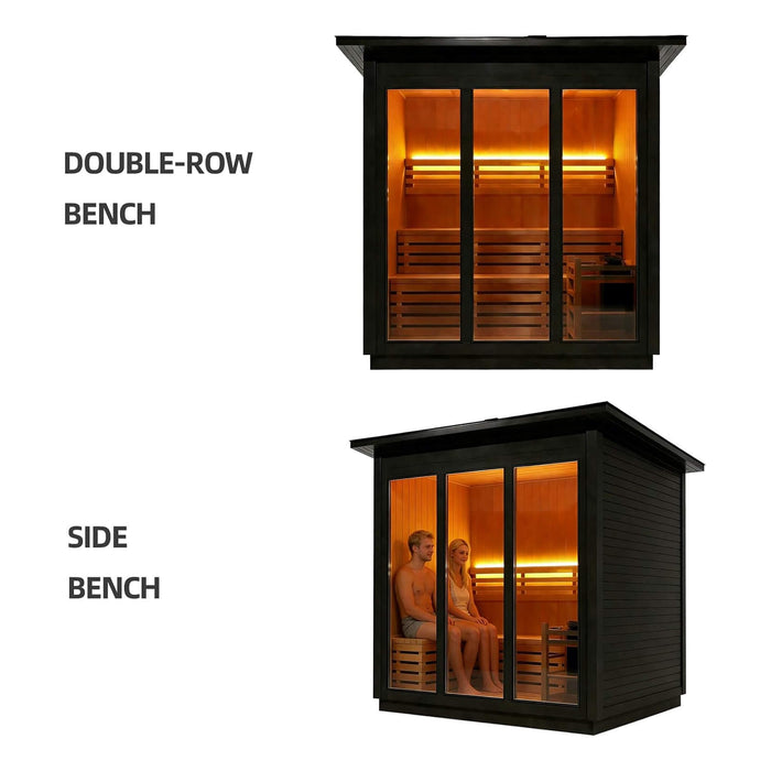 Custom 4-Person Luxury Canadian Red Cedar Outdoor Steam Sauna With Heater And Stones [Made-To-Order] (SAK42068)