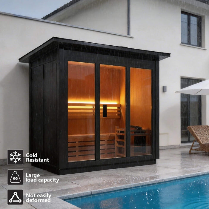 Custom 6-Person Luxury Canadian Hemlock Outdoor Steam Sauna With Heater And Stones [Made-To-Order] (SAK63821)